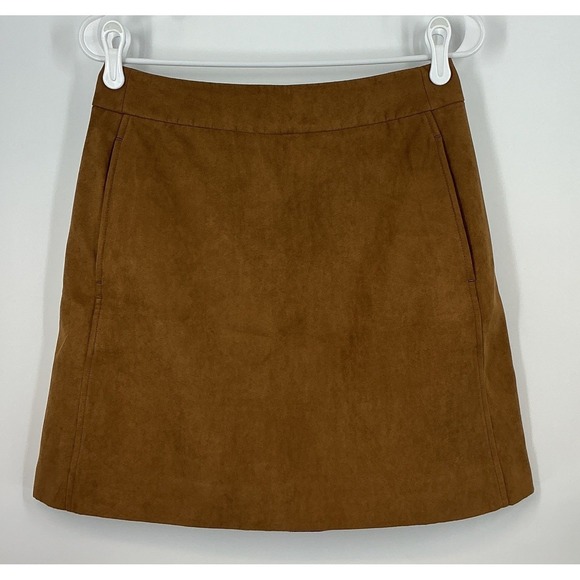 J.Crew Dresses & Skirts - J.Crew A-Line Skirt 6 Camel Brown Faux Suede Pockets Back Zip Lined